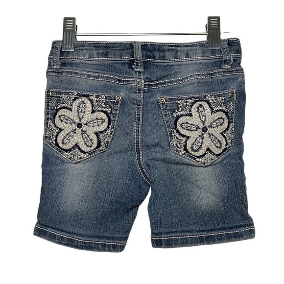 Revolution By Revolt Denim Bermuda Shorts Girls Size 4 Embellished Pockets - Picture 1 of 7